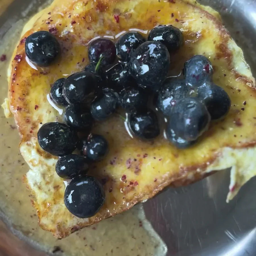 Rose Pistachio French Toast with Blueberry Butter